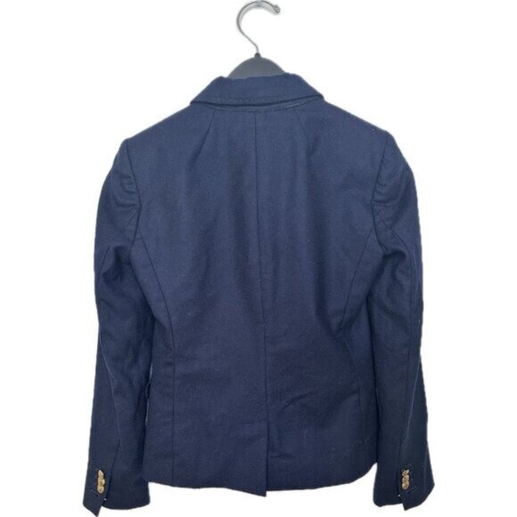 J. CREW Women’s DOUBLE-BREASTED BLAZER GOLD BUTTONS 100% WOOL 00 2XS Navy Blue - Picture 3 of 6